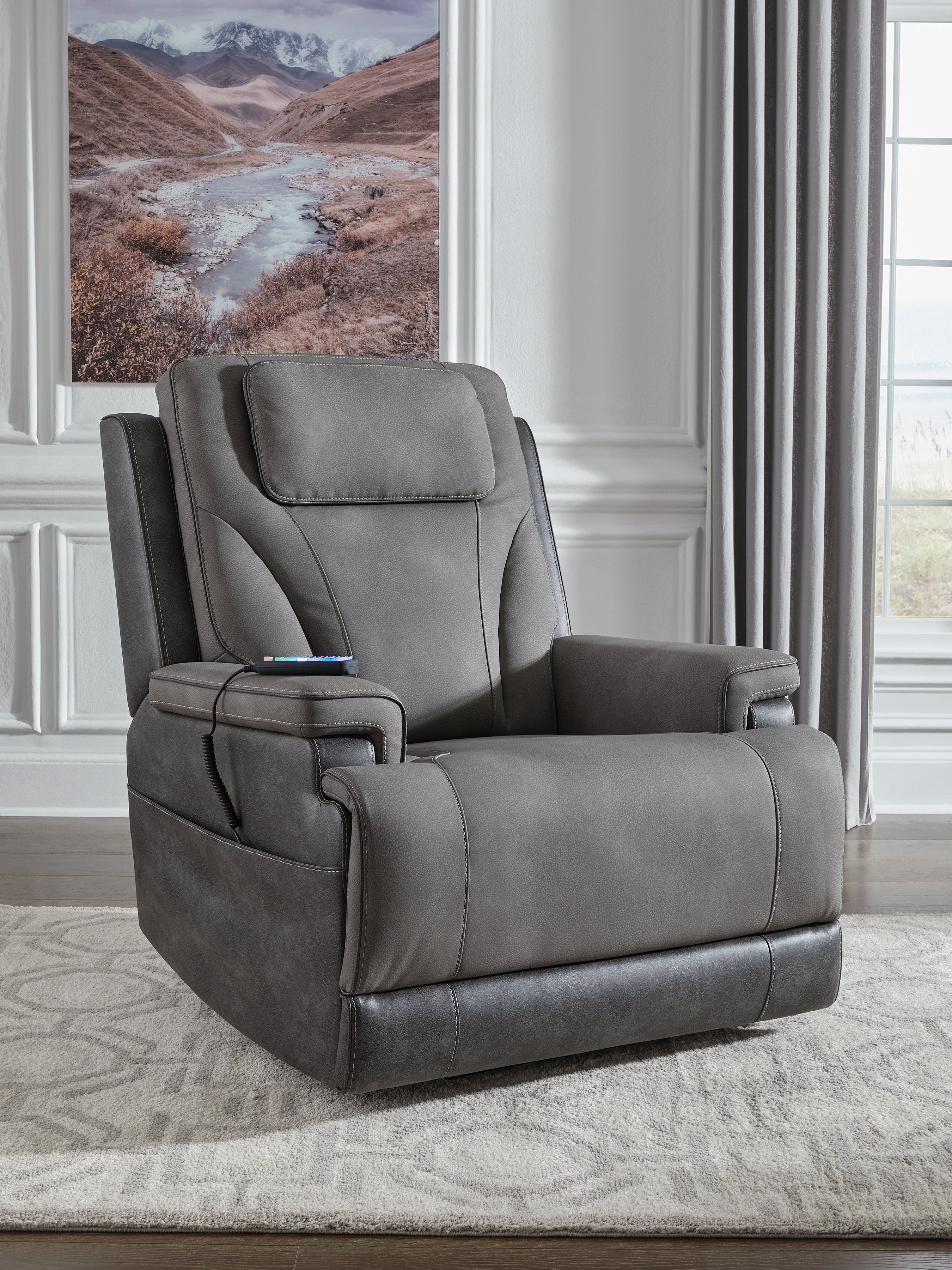 Warmstead Furniture - Ashley Furniture - 4Z-Peaceful Pause Living Room - Power Lift Recliner / Slate - PC1210412