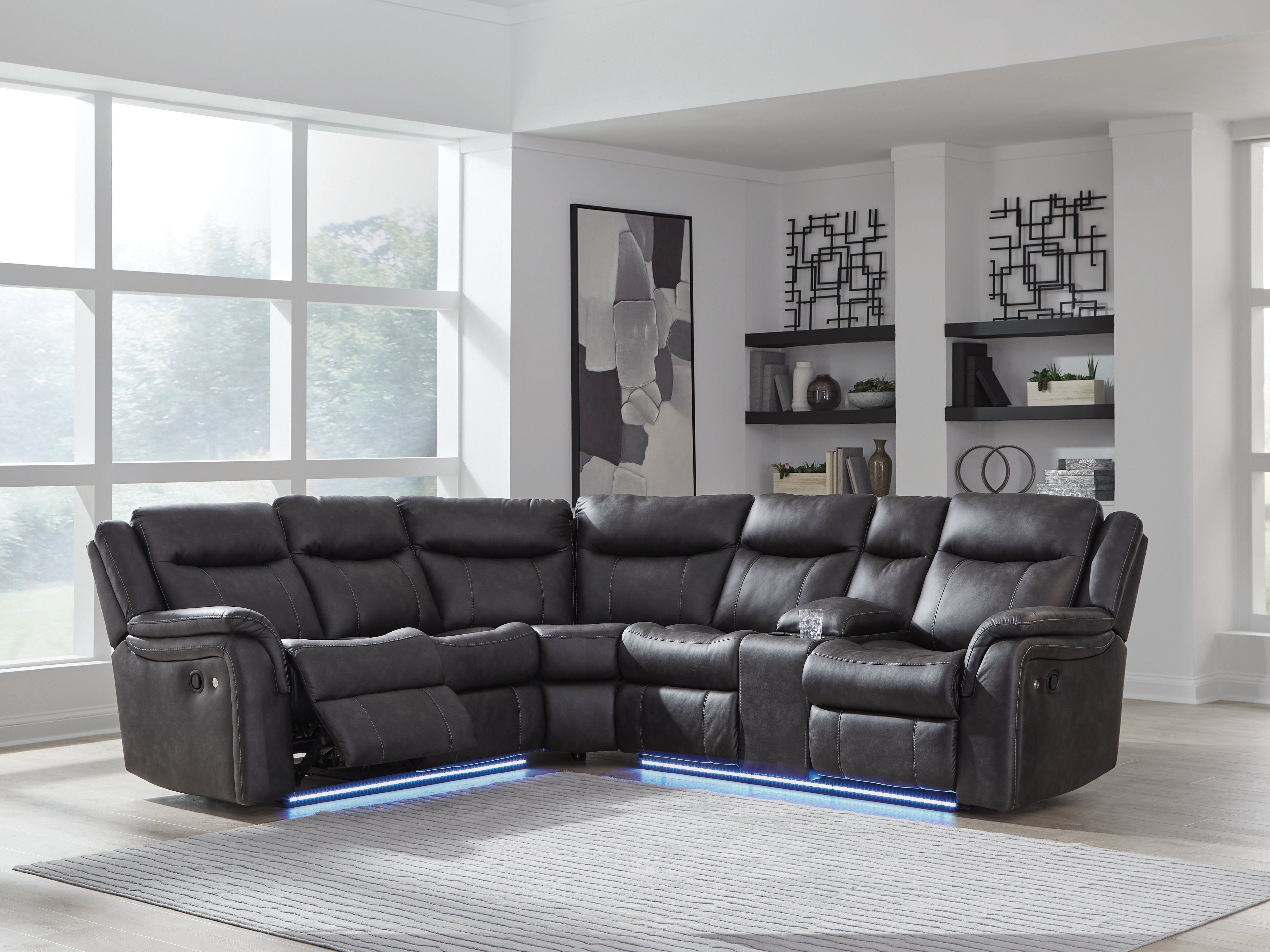 Warmstead Furniture - Ashley Furniture - Sultan Meadow Sectional - 2-Piece Reclining Sectional / Carbon - PC13001S1