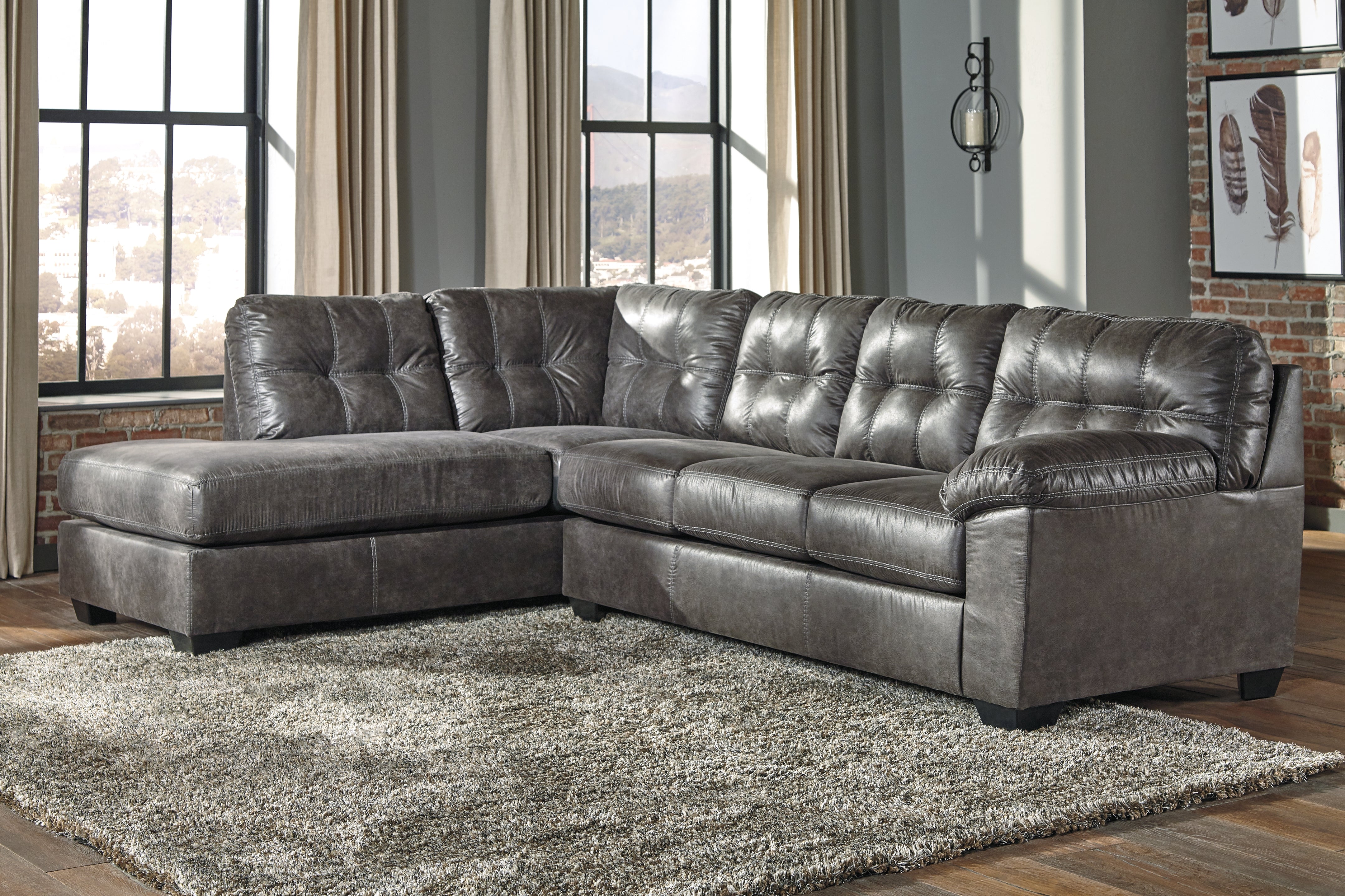 Warmstead Furniture - Ashley Furniture - Fallston Sectional - RAF 2-Piece Sectional with Chaise / Slate - 17221S1