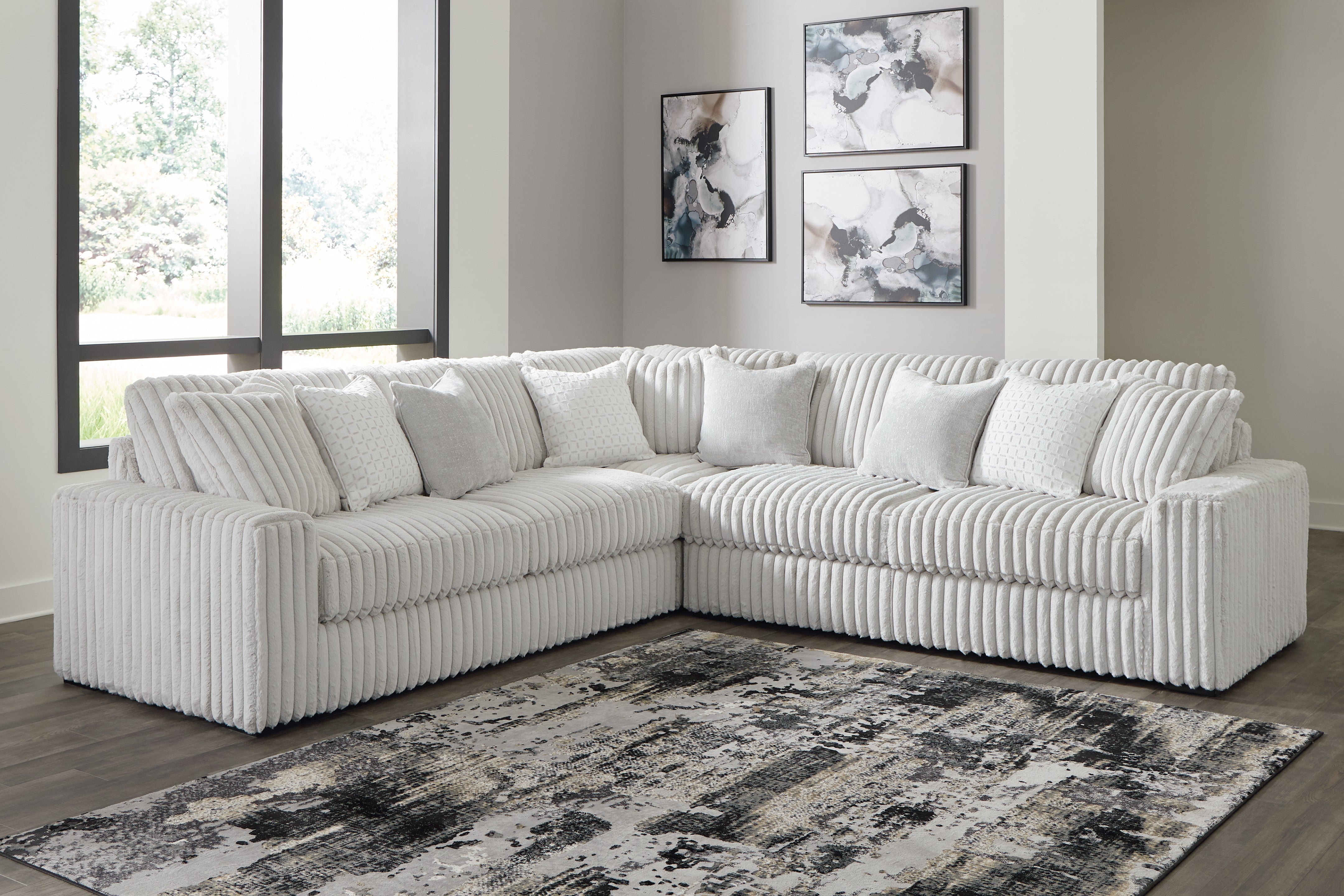 Warmstead Furniture - Ashley Furniture - Stupendous Sectional - RAF 3-Piece Sectional with Double Chaise / Alloy - 25903S4