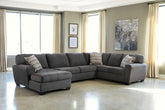 Warmstead Furniture - Ashley Furniture - Ambee Sectional - RAF 3-Piece Sectional with Chaise / Slate - 28620S1