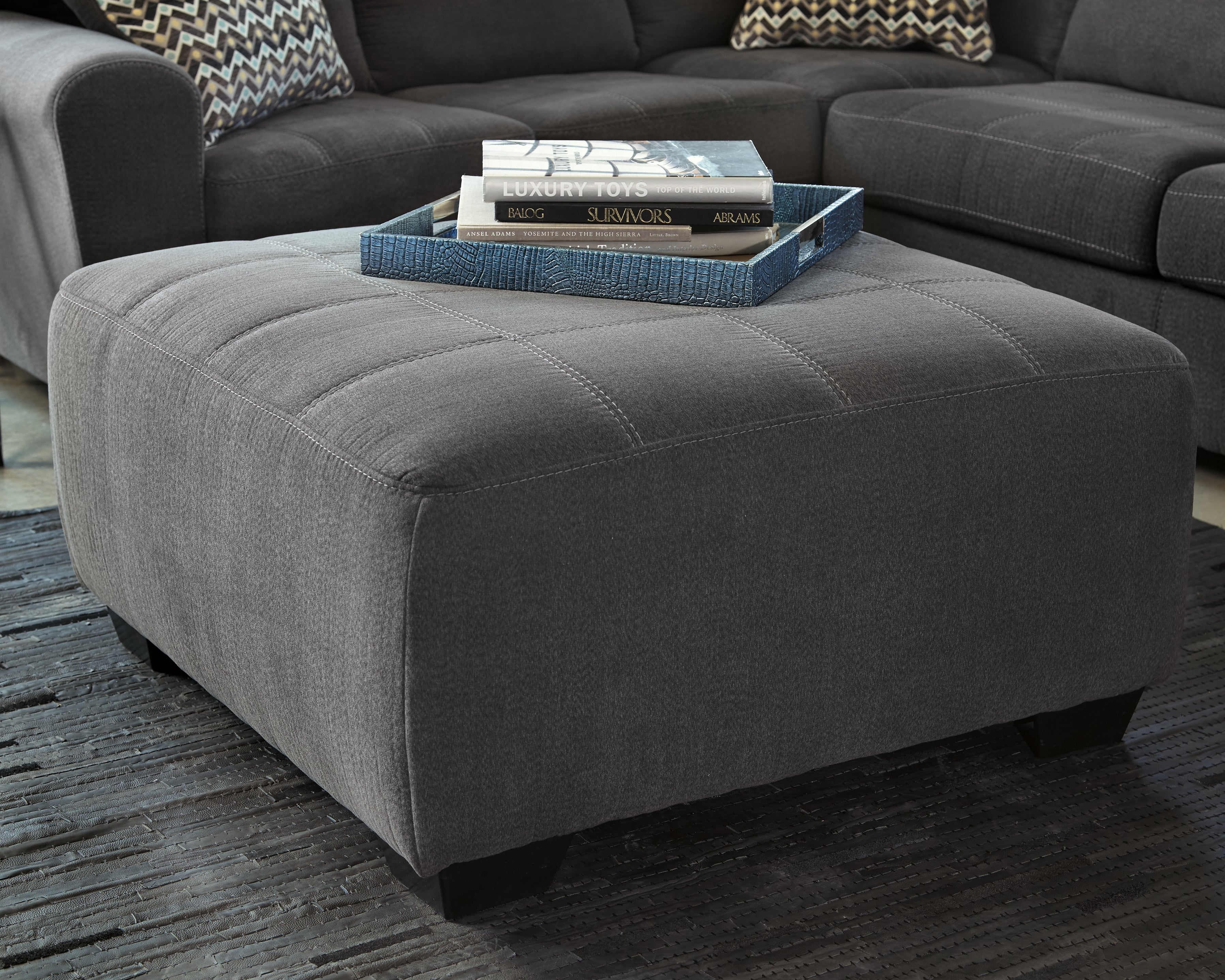 Warmstead Furniture - Ashley Furniture - Ambee Living Room - Oversized Accent Ottoman / Slate - 2862008