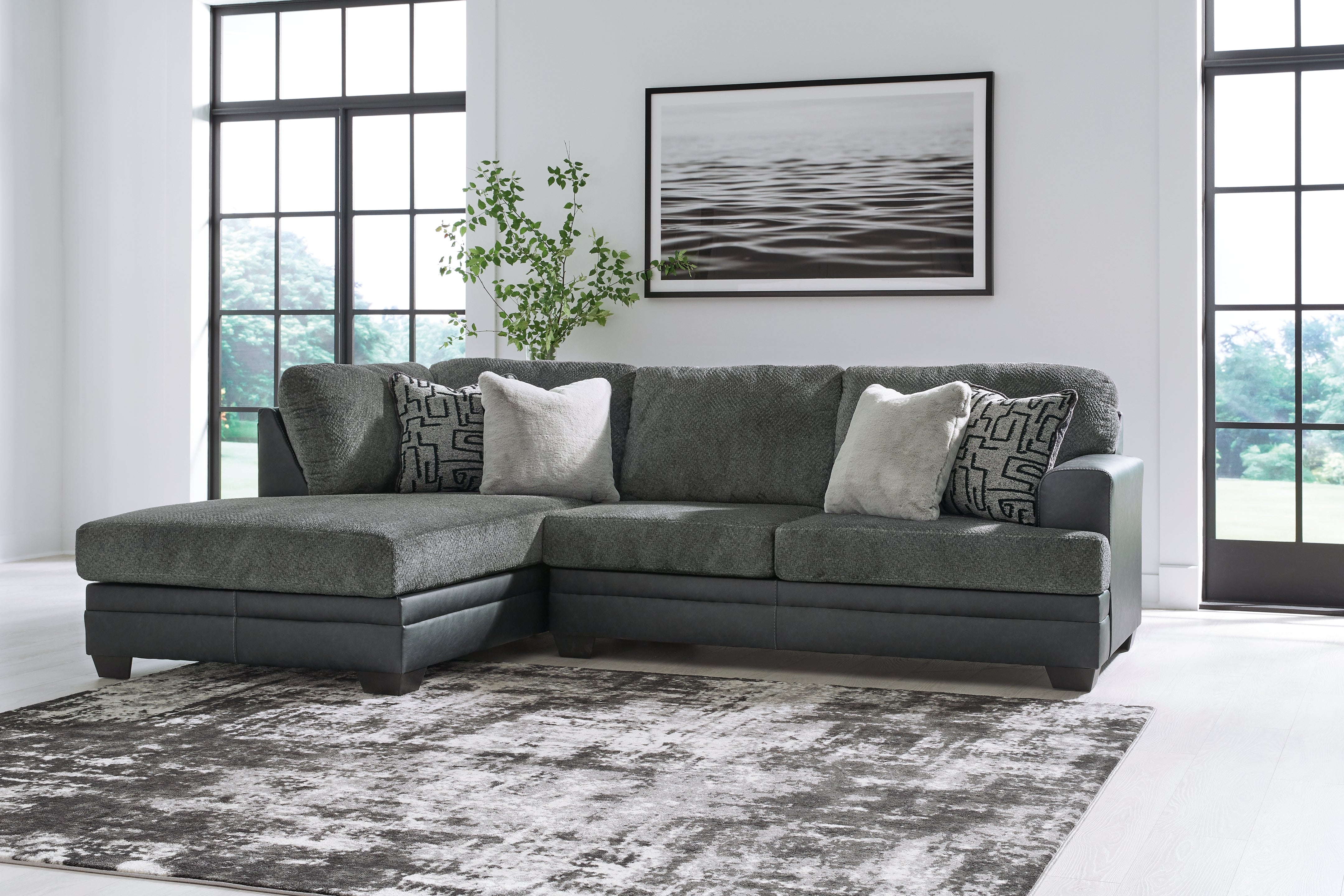 Warmstead Furniture - Ashley Furniture - Brixley Pier Sectional - LAF 2-Piece Sectional with Chaise / Graphite - 29906S2