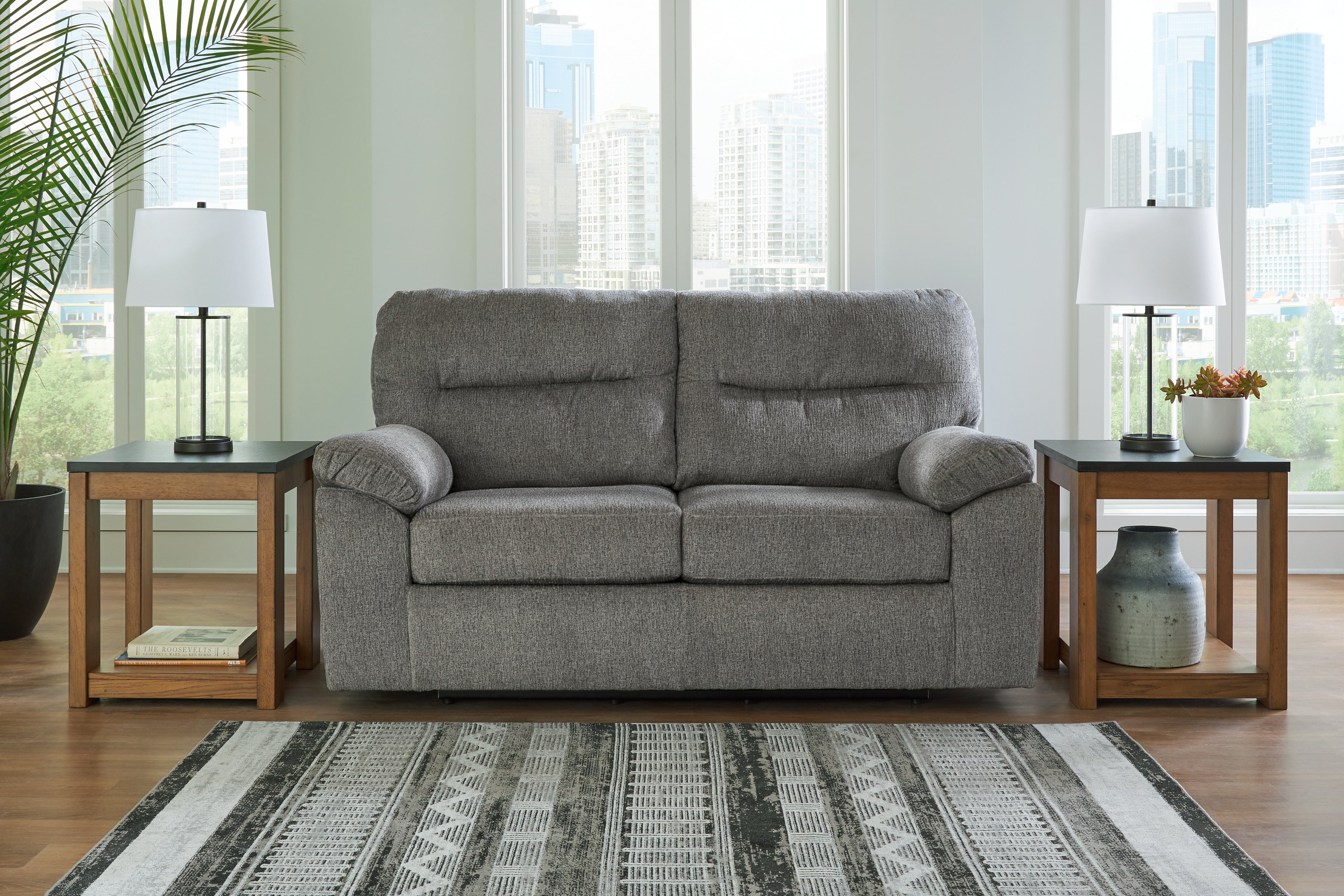 Warmstead Furniture - Ashley Furniture - Bindura Living Room - Glider Loveseat / Mineral - 3030578