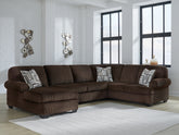 Warmstead Furniture - Ashley Furniture - Kimlee Sectional - RAF 3-Piece Sectional with Double Chaise / Chocolate - PC35603S3