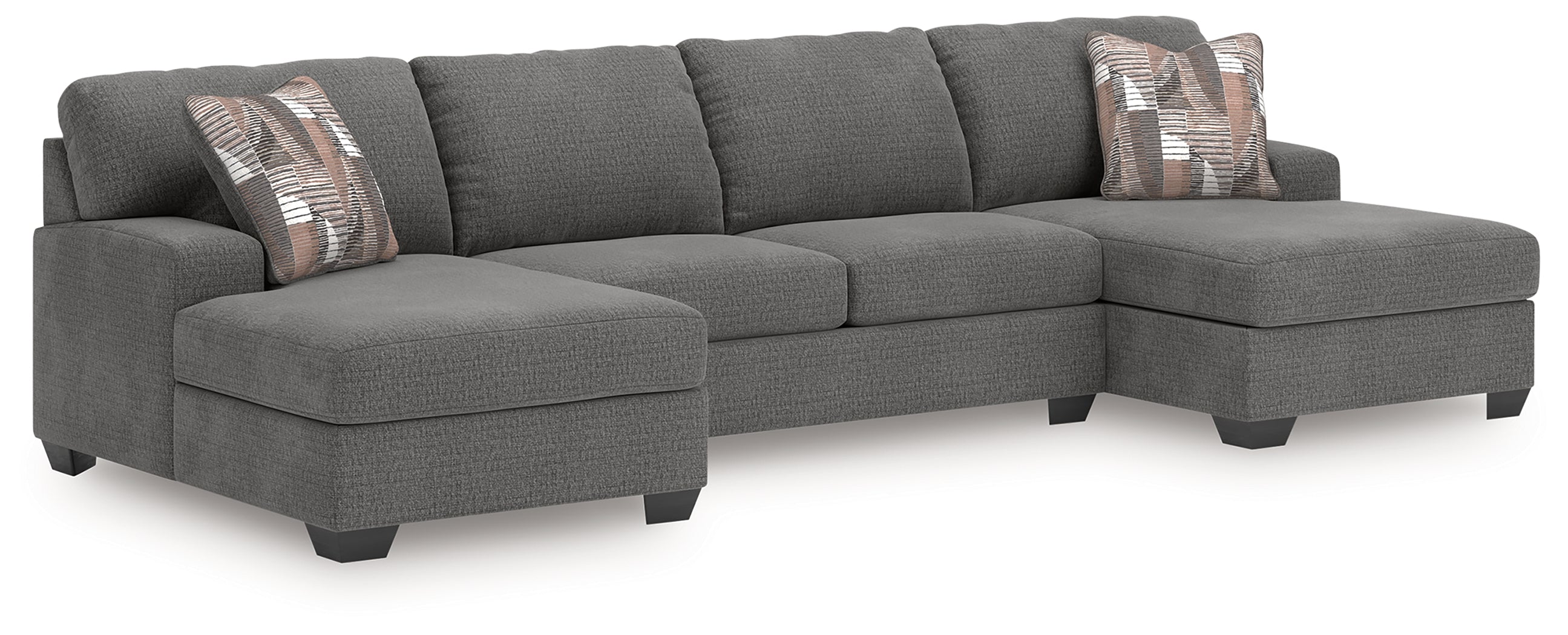Warmstead Furniture - Ashley Furniture - Newellen Sectional - RAF 3-Piece Sectional with Double Chaise / Hemp - 48404S7