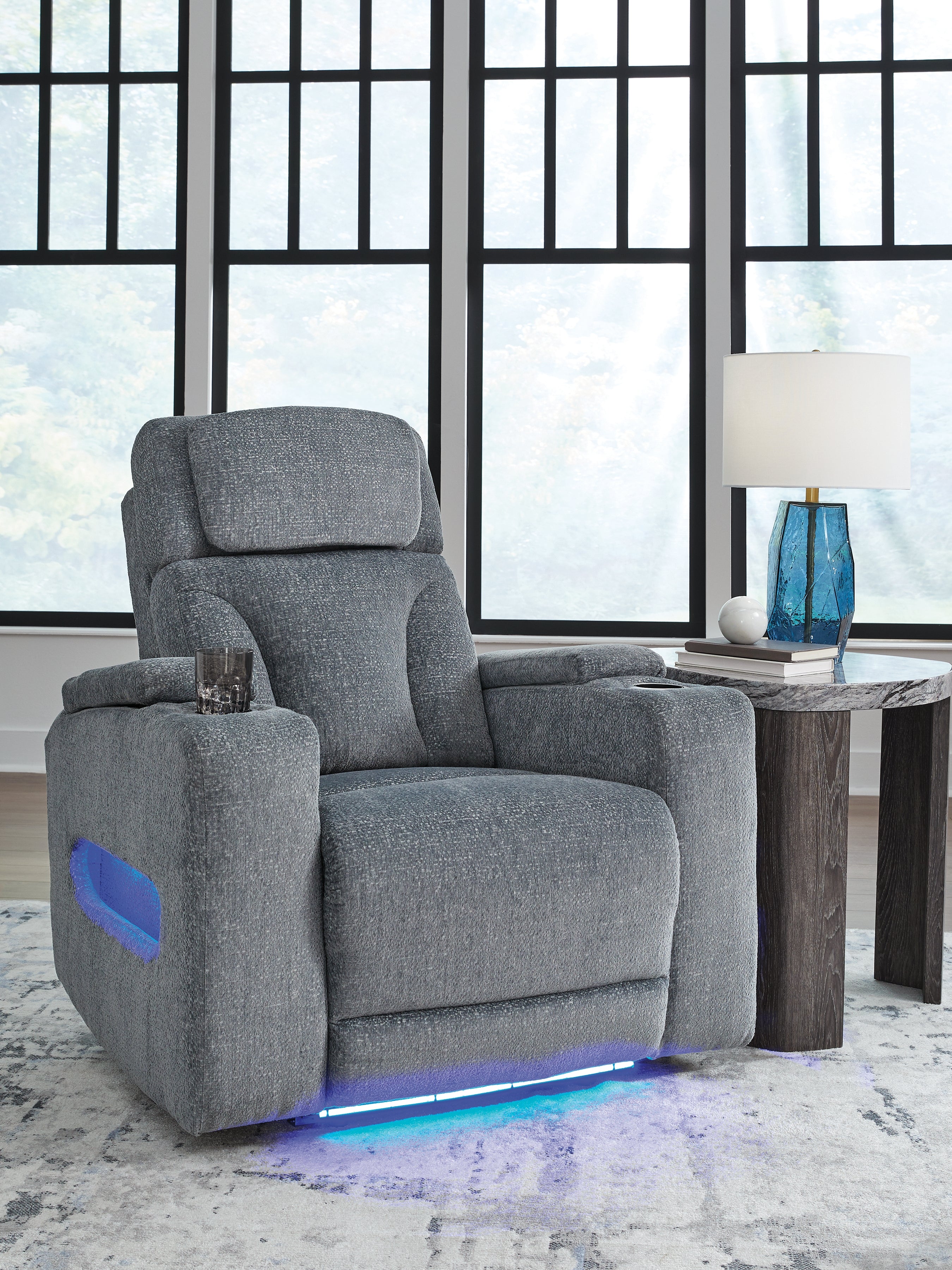 Warmstead Furniture - Ashley Furniture - Studio Cave Living Room - PWR Recliner/ADJ Headrest / Steel - PC4980213