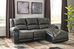 Warmstead Furniture - Ashley Furniture - Nantahala Sectional - 3-Piece Reclining Sectional with Chaise / Slate - 50301S9