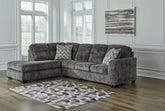 Warmstead Furniture - Ashley Furniture - Lonoke Sectional - LAF 2-Piece Sectional with Chaise / Gunmetal - 50504S2