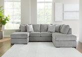 Warmstead Furniture - Ashley Furniture - Casselbury Sectional - RAF 2-Piece Sectional with Chaise / Cement - 52906S2