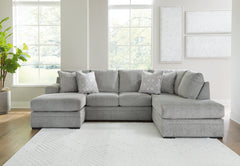 Warmstead Furniture - Ashley Furniture - Casselbury Sectional - RAF 2-Piece Sectional with Chaise / Cement - 52906S2
