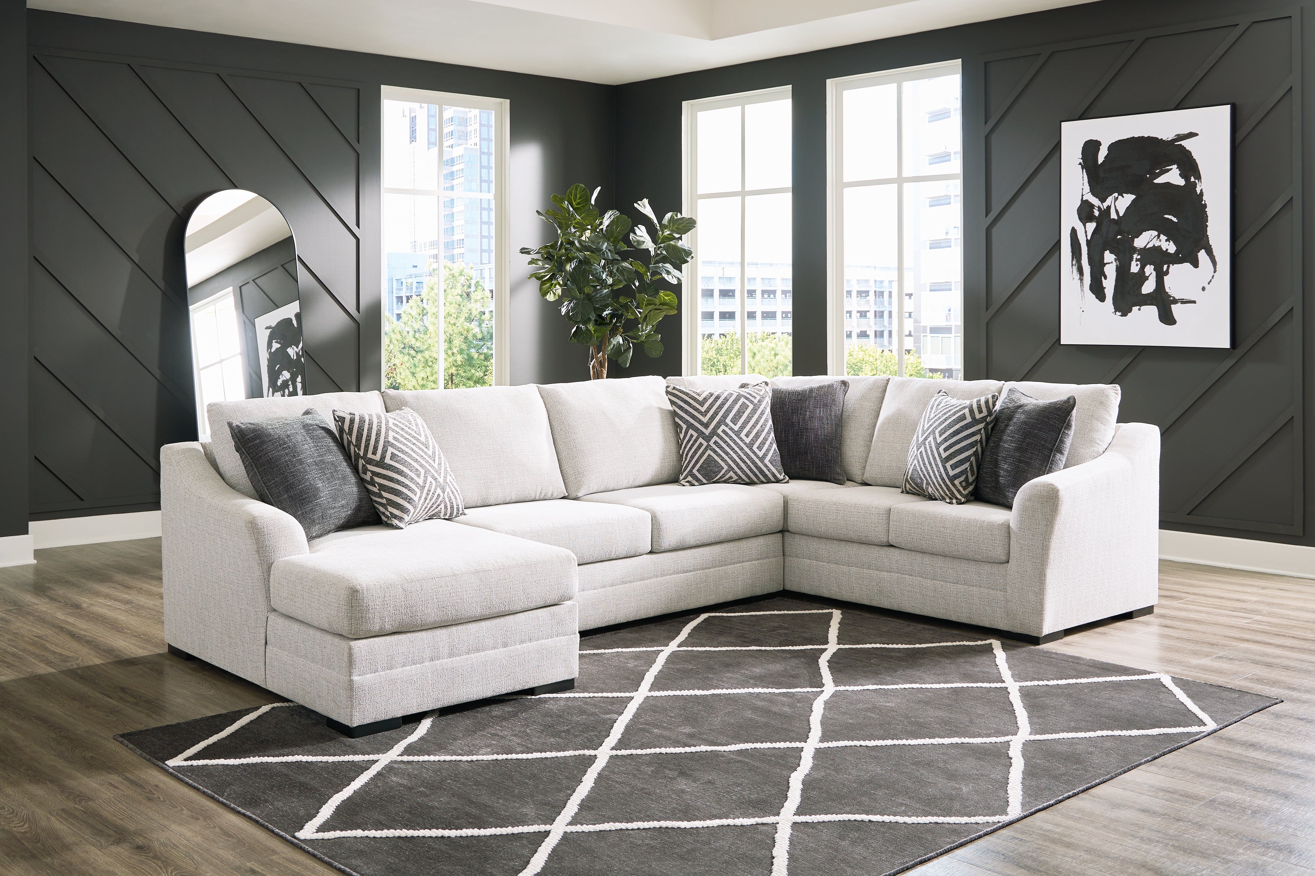 Warmstead Furniture - Ashley Furniture - Koralynn Sectional - LAF 3-Piece Sectional with Chaise / Stone - 54102S2