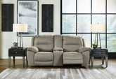 Warmstead Furniture - Ashley Furniture - Next-Gen Gaucho Living Room - DBL REC PWR Loveseat w/Console / Putty - 5420396