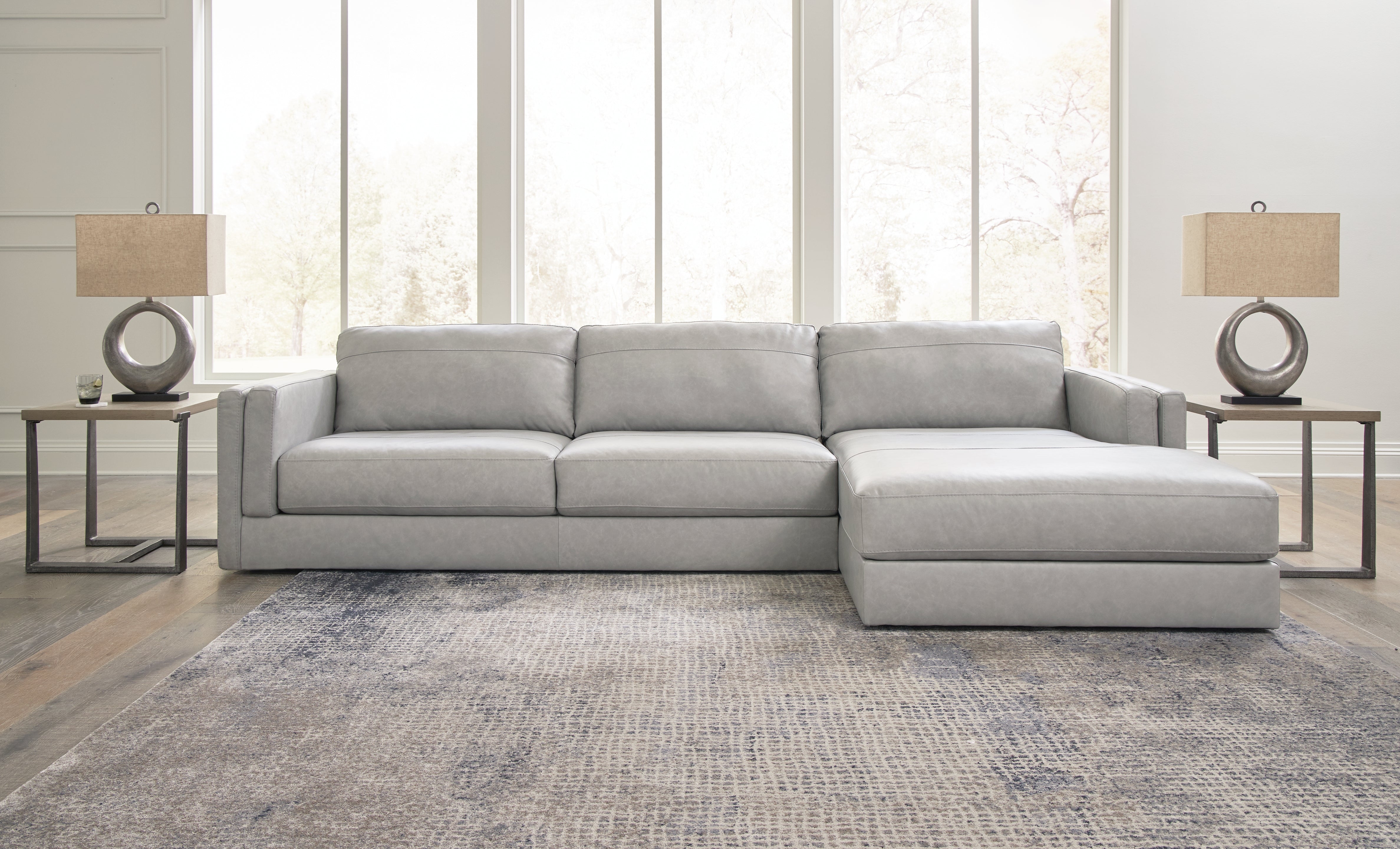 Warmstead Furniture - Ashley Furniture - Amiata Sectional - RAF 2-Piece Sectional with Chaise / Glacier - 57404S1