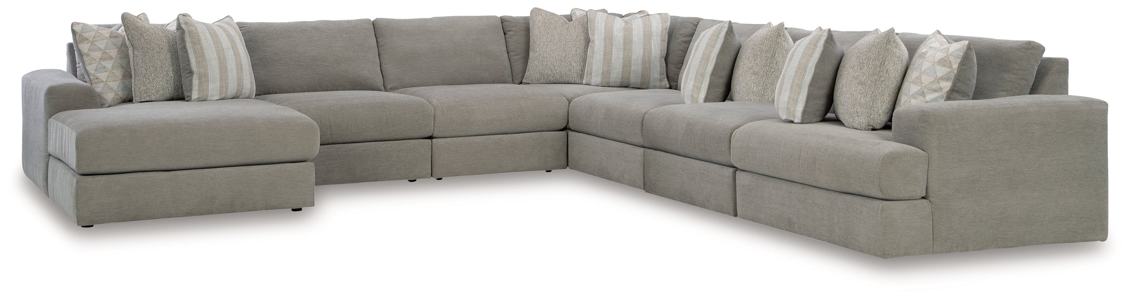 Warmstead Furniture - Ashley Furniture - Avaliyah Sectional - RAF 6-Piece Sectional with Chaise / Ash - 58103S12