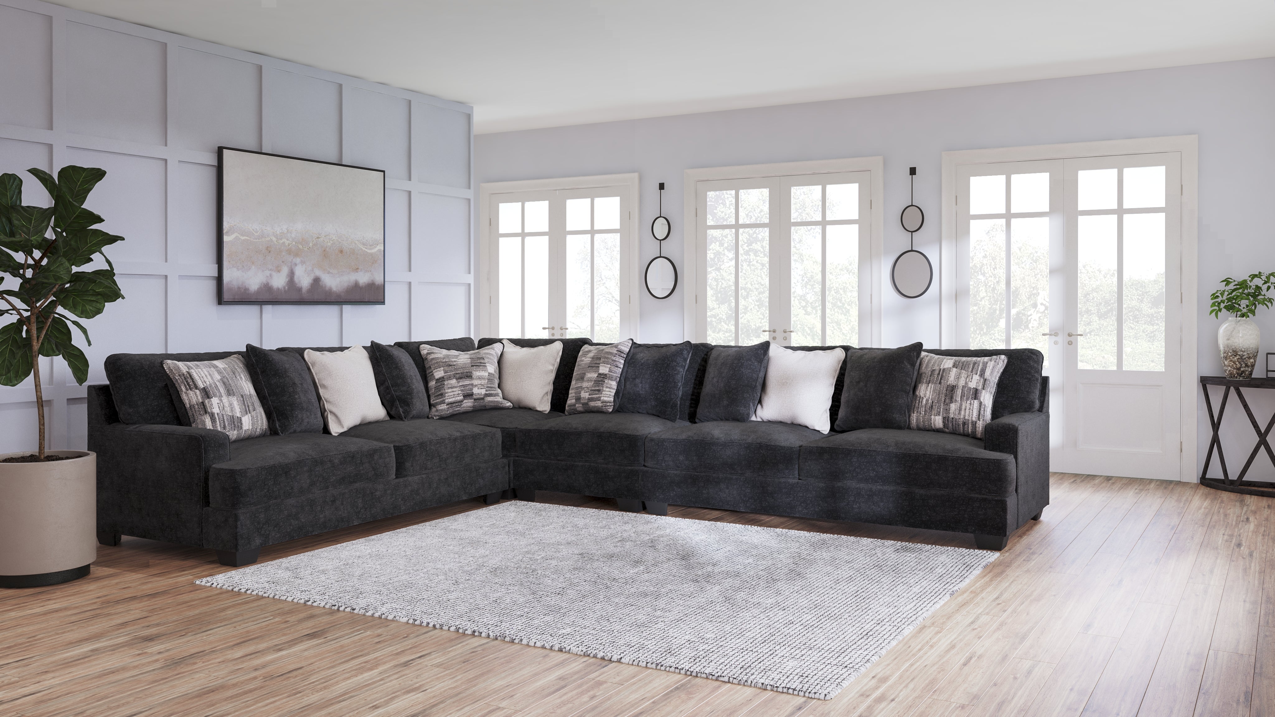 Warmstead Furniture - Ashley Furniture - Lavernett Sectional - LAF 3-Piece Sectional / Charcoal - 59603S1
