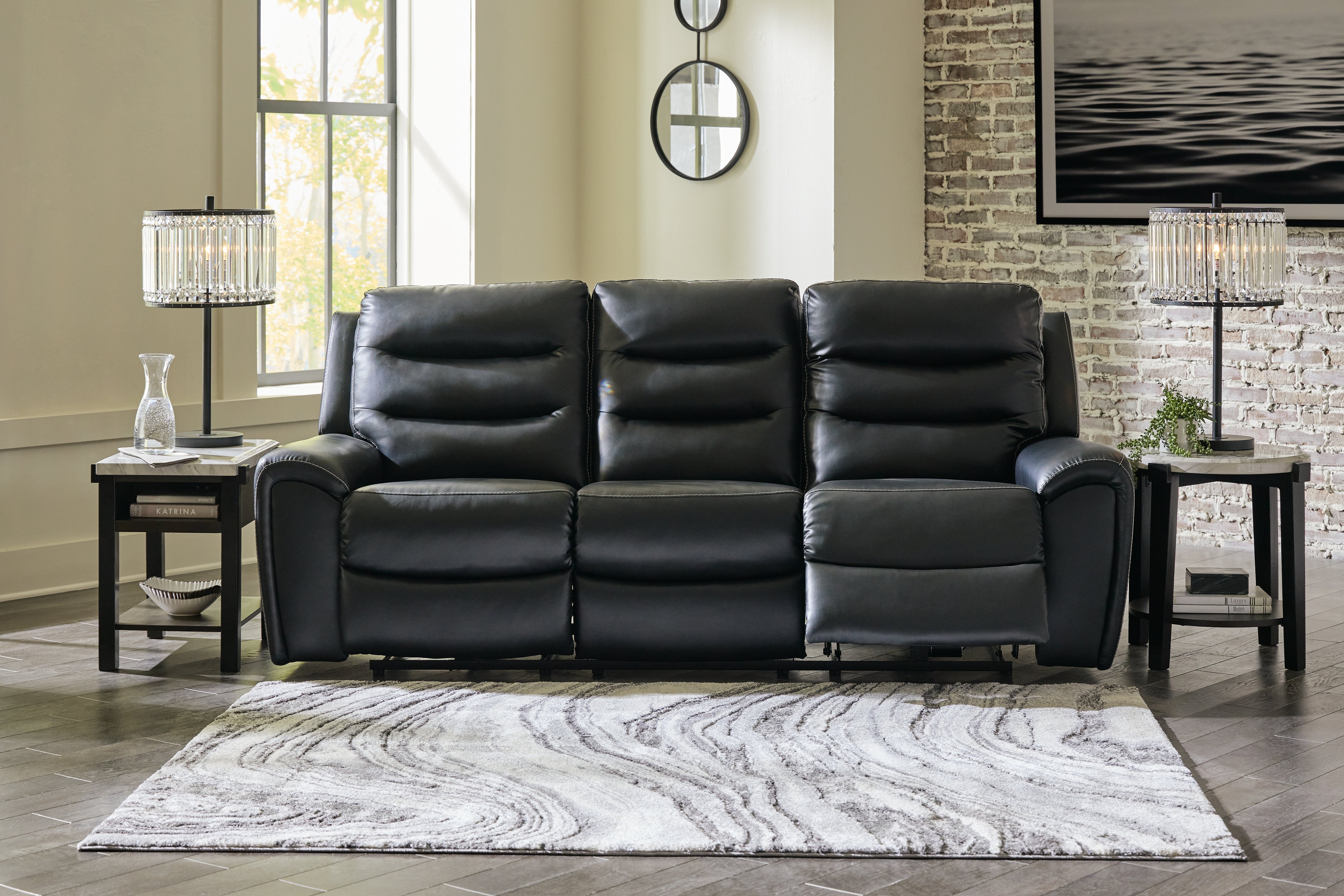 Warmstead Furniture - Ashley Furniture - Warlin Living Room - PWR Recliner/ADJ Headrest / Black - 6110513