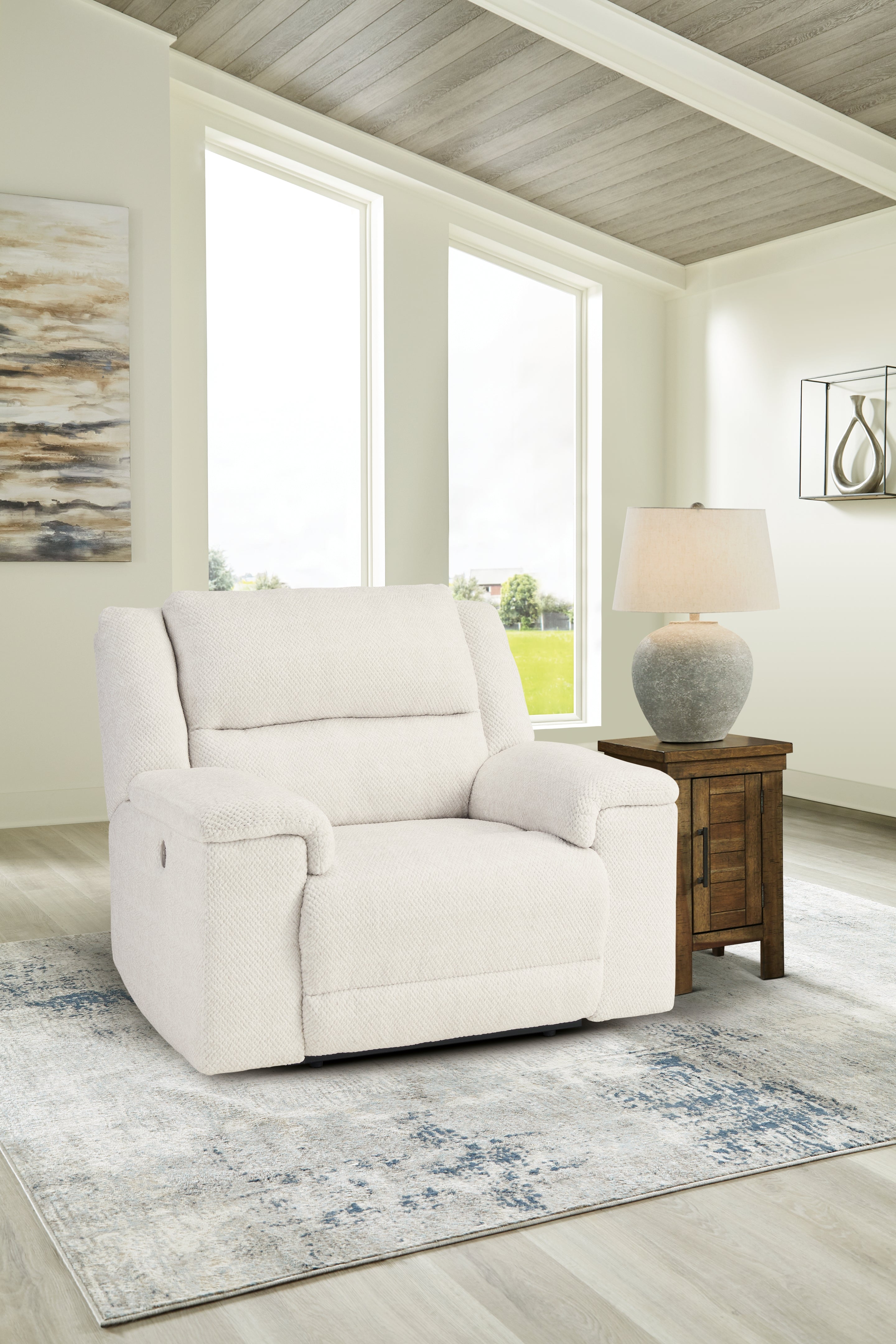 Warmstead Furniture - Ashley Furniture - Keensburg Living Room - Wide Seat Power Recliner / Linen - 6180782