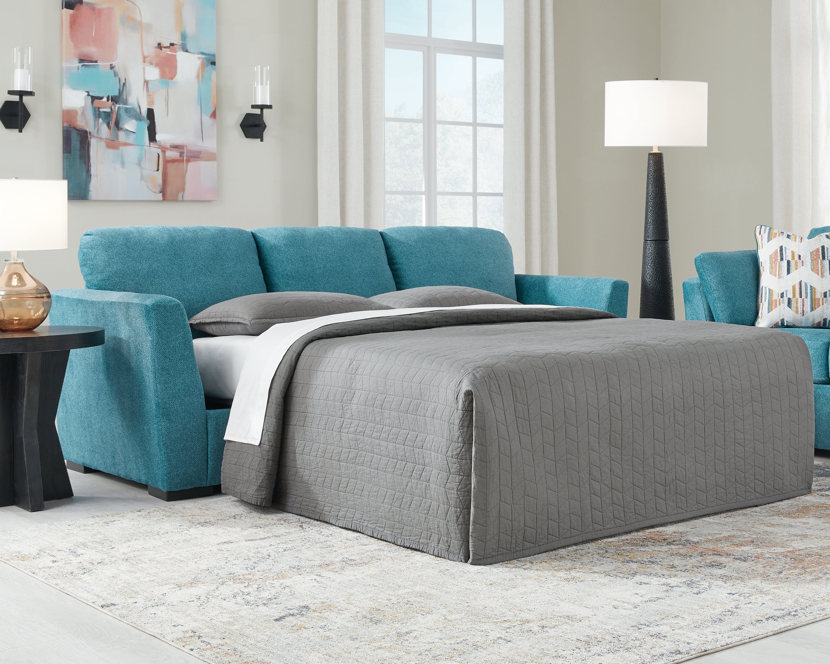 Warmstead Furniture - Ashley Furniture - Keerwick Living Room - Ottoman / Teal - 6750714