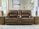 Warmstead Furniture - Ashley Furniture - Beckley Place Living Room - PWR REC Loveseat/CON/ADJ HDRST / Earth - PC9180218