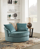 Warmstead Furniture - Ashley Furniture - Laylabrook Living Room - Oversized Swivel Accent Chair / Teal - 9220621