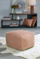 Warmstead Furniture - Ashley Furniture - Brynnsen Pouf - Pouf / Teal/Ivory - A1001055