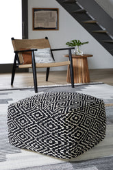 Warmstead Furniture - Ashley Furniture - Jasett Pouf - Pouf / Black/Ivory - A1001058