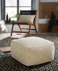Warmstead Furniture - Ashley Furniture - Adamont Pouf - Pouf / Tan/Ivory - A1001059