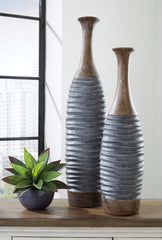 Warmstead Furniture - Ashley Furniture - Blayze Vase - Vase Set (Set of 2) / Antique Gray/Brown - A2000388