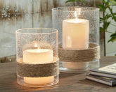 Warmstead Furniture - Ashley Furniture - Eudocia Candle Holder - Candle Holder Set (Set of 2) / Clear - A2000456