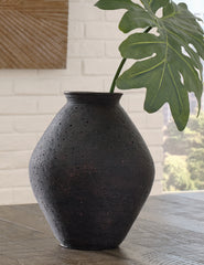 Warmstead Furniture - Ashley Furniture - Hannela Vase - Vase / Antique Brown - A2000511