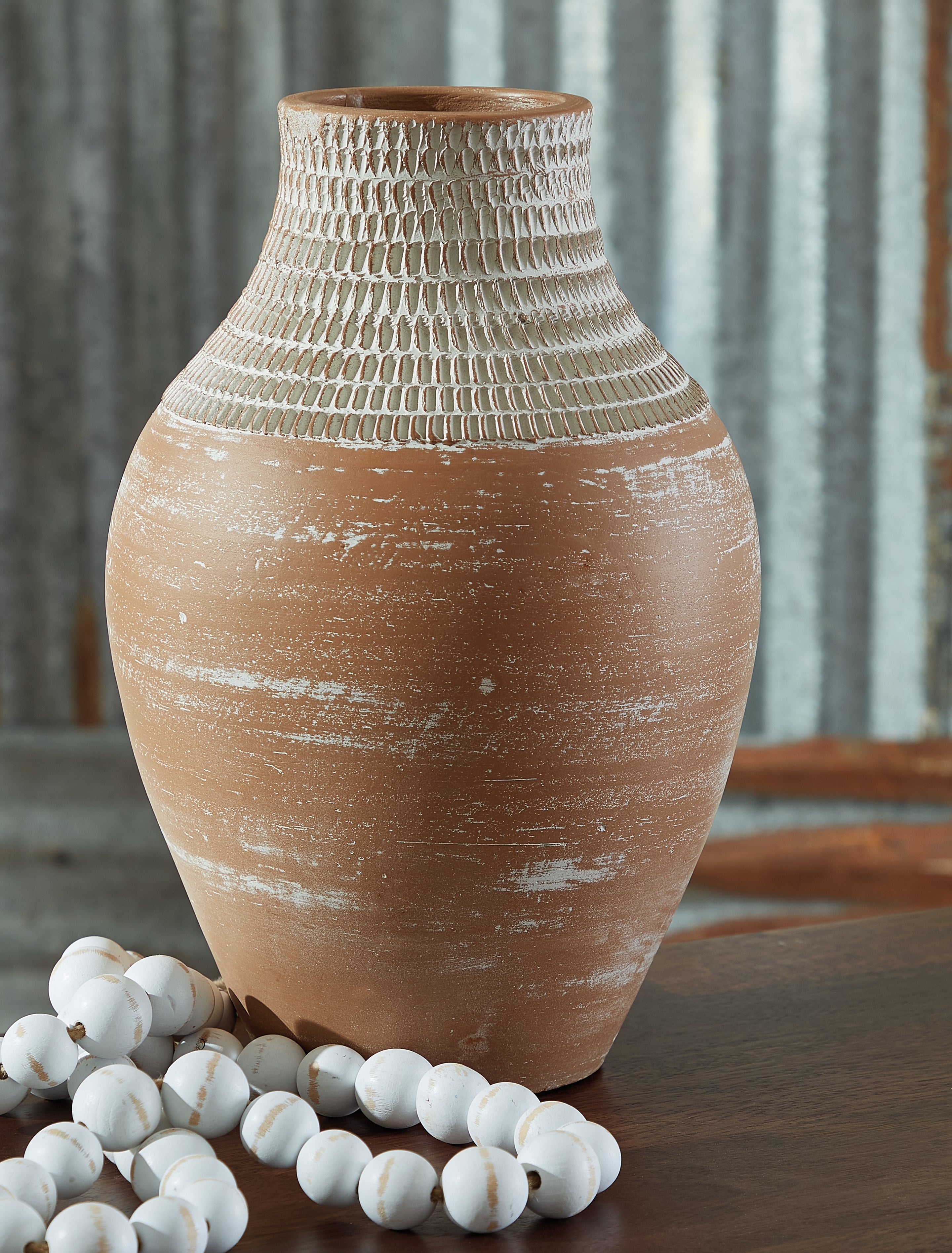 Warmstead Furniture - Ashley Furniture - Reclove Vase - Vase / Distressed White - A2000642