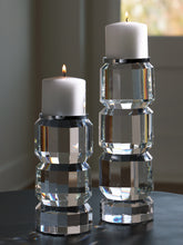 Warmstead Furniture - Ashley Furniture - Brentley Candle Holder - Candle Holder Set (Set of 2) / Clear/Silver Finish - A2000770