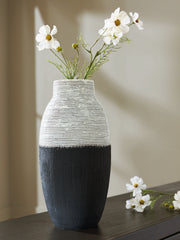 Warmstead Furniture - Ashley Furniture - Girtha Vase - Vase / Antique White/Black - A2000877