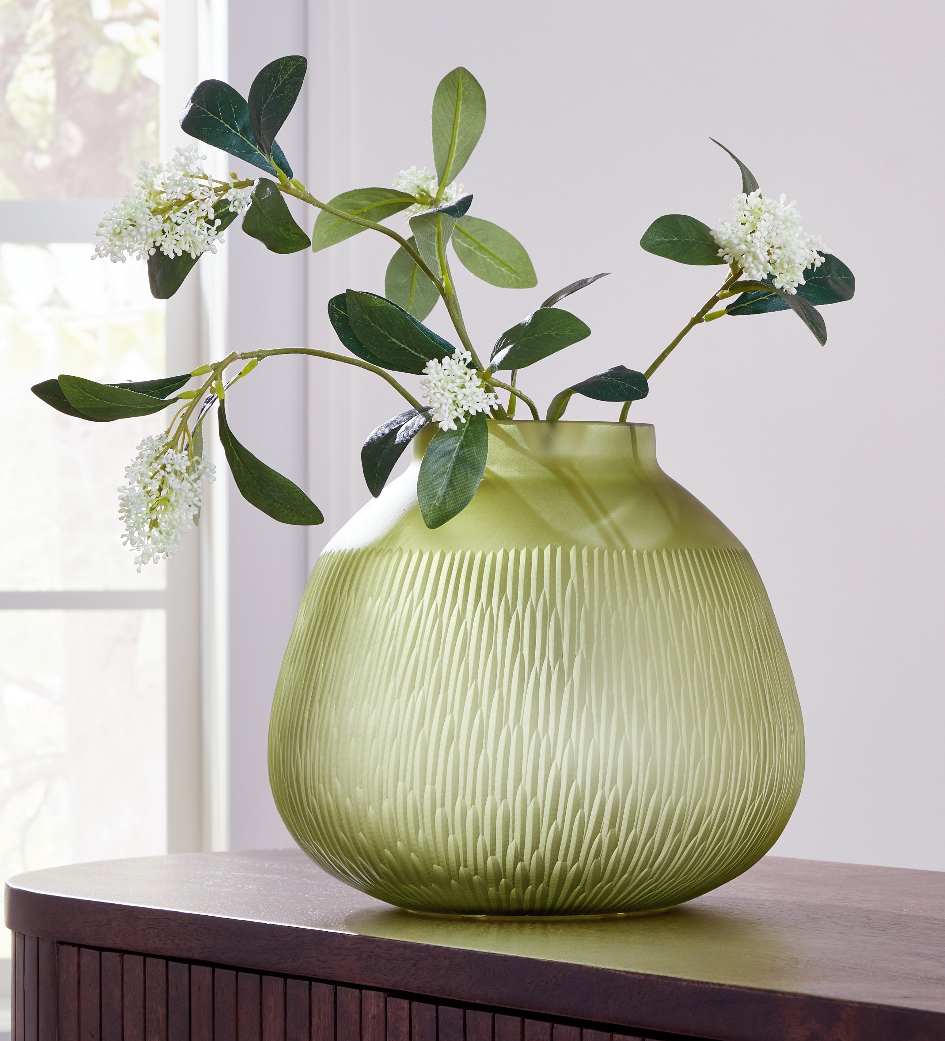 Warmstead Furniture - Ashley Furniture - Scottyard Vase - Vase / Olive Green - A2900007