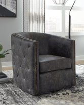Warmstead Furniture - Ashley Furniture - Brentlow Swivel Accent Chair - Swivel Accent Chair / Granite - A3000741
