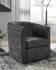 Warmstead Furniture - Ashley Furniture - Brentlow Swivel Accent Chair - Swivel Accent Chair / Granite - A3000741