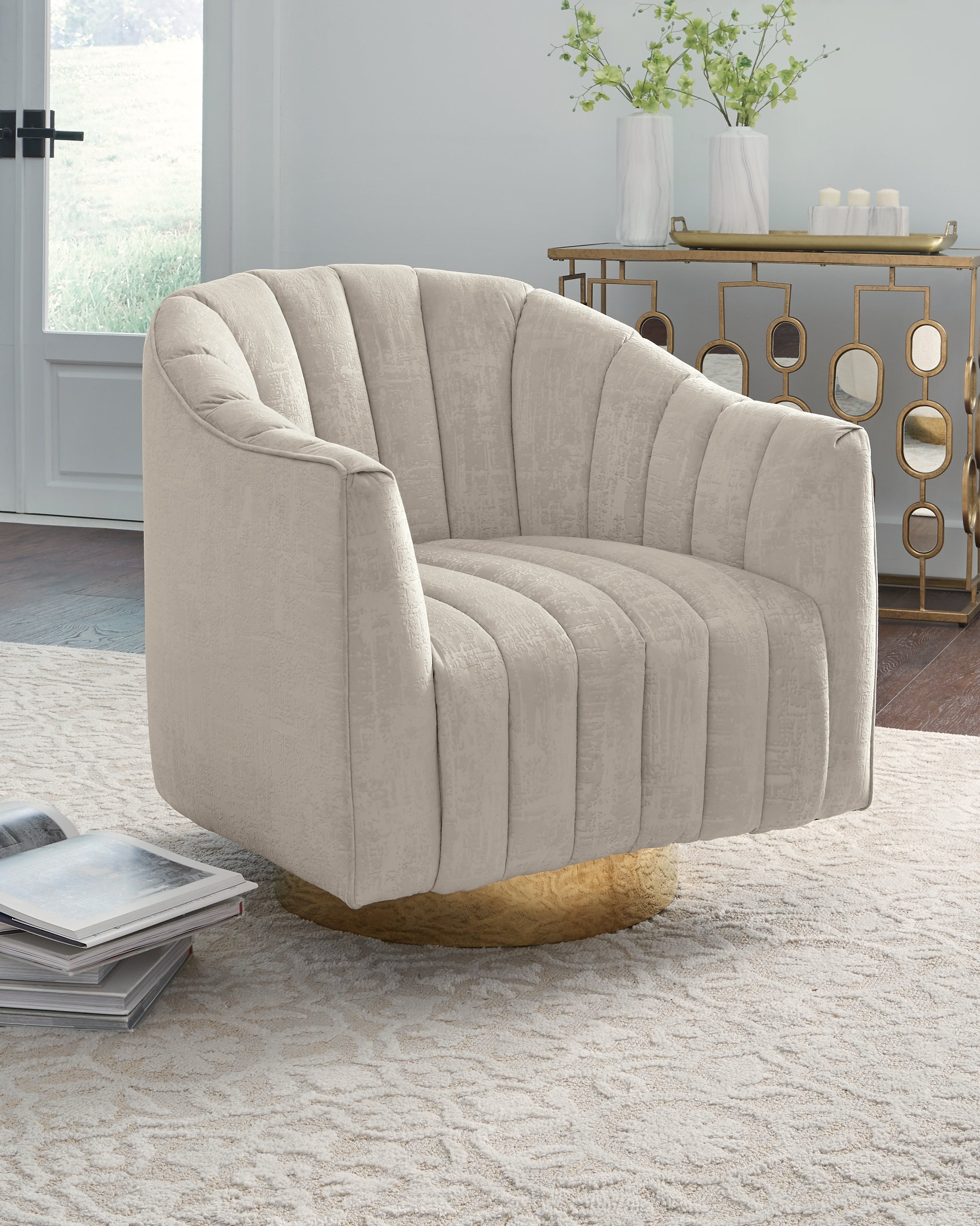 Warmstead Furniture - Ashley Furniture - Penzlin Accent Chair - Swivel Accent Chair / Pearl - A3000241