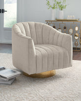 Warmstead Furniture - Ashley Furniture - Penzlin Accent Chair - Swivel Accent Chair / Pearl - A3000241