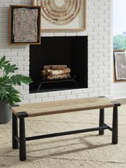 Warmstead Furniture - Ashley Furniture - Acerman Accent Bench - Accent Bench / Black/Natural / 48"W x 16"D x 18"H - A3000684