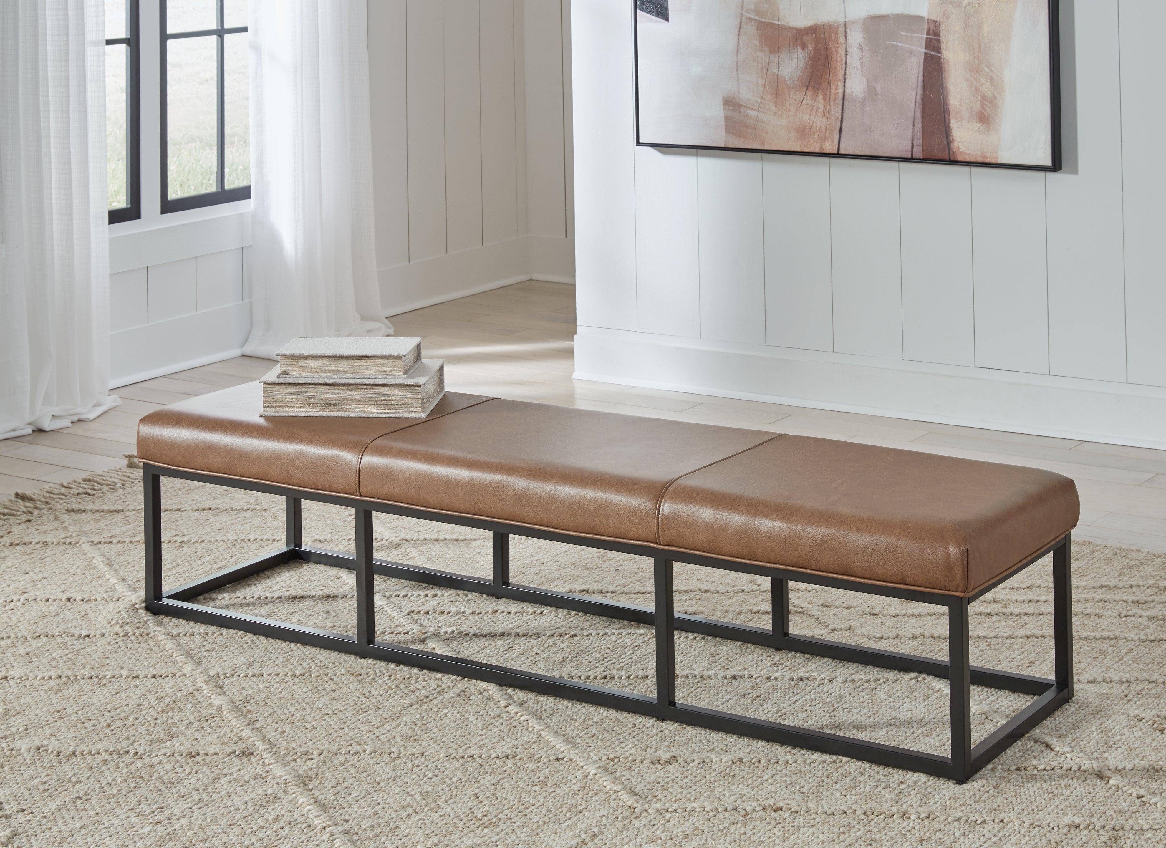Warmstead Furniture - Ashley Furniture - Joston Accent Bench - Accent Bench / Caramel / 71"W x 19"D x 16"H - A3000693