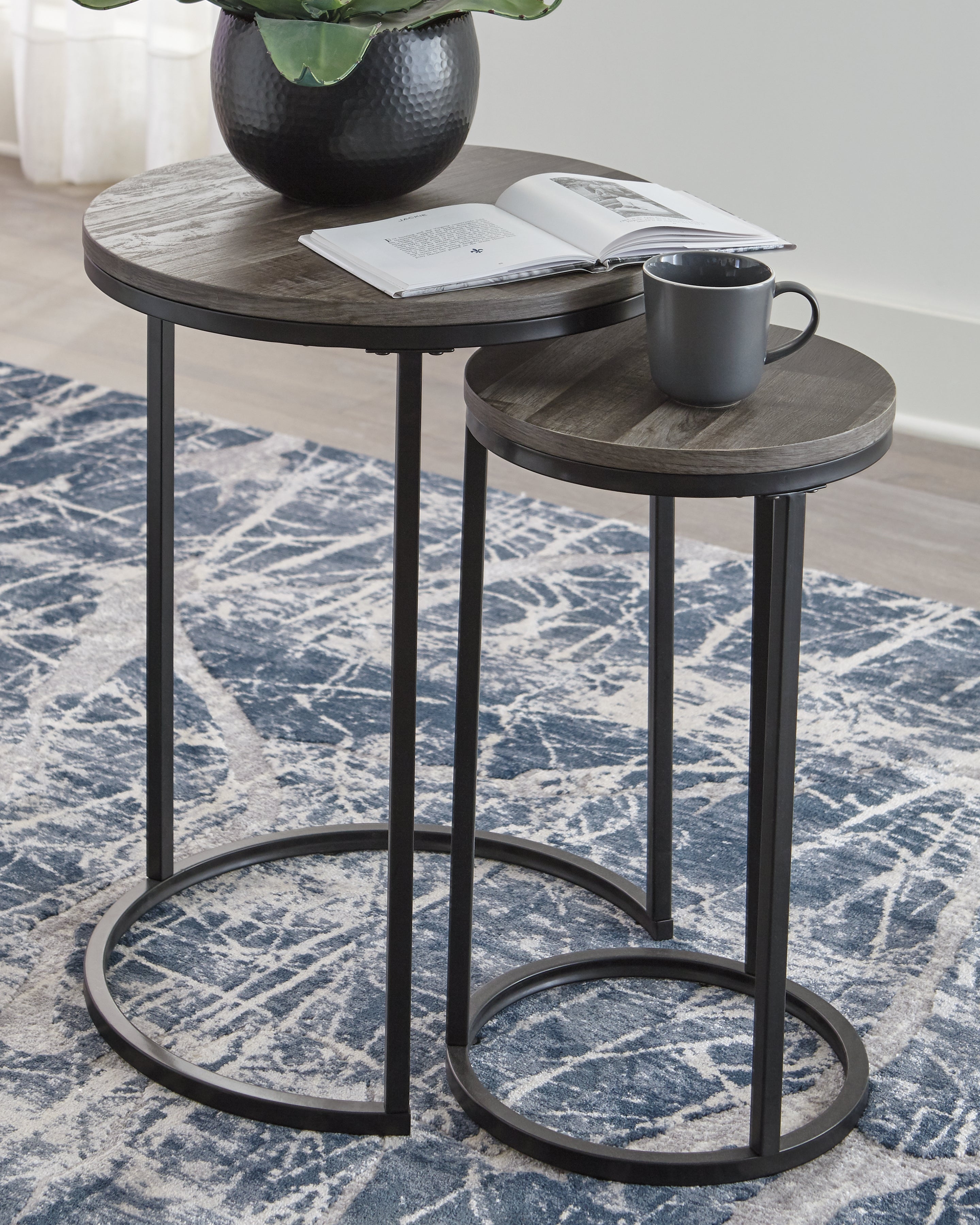 Warmstead Furniture - Ashley Furniture - Briarsboro Accent Table (Set of 2) - Accent Table Set (Set of 2) / Black/Gray - A4000231