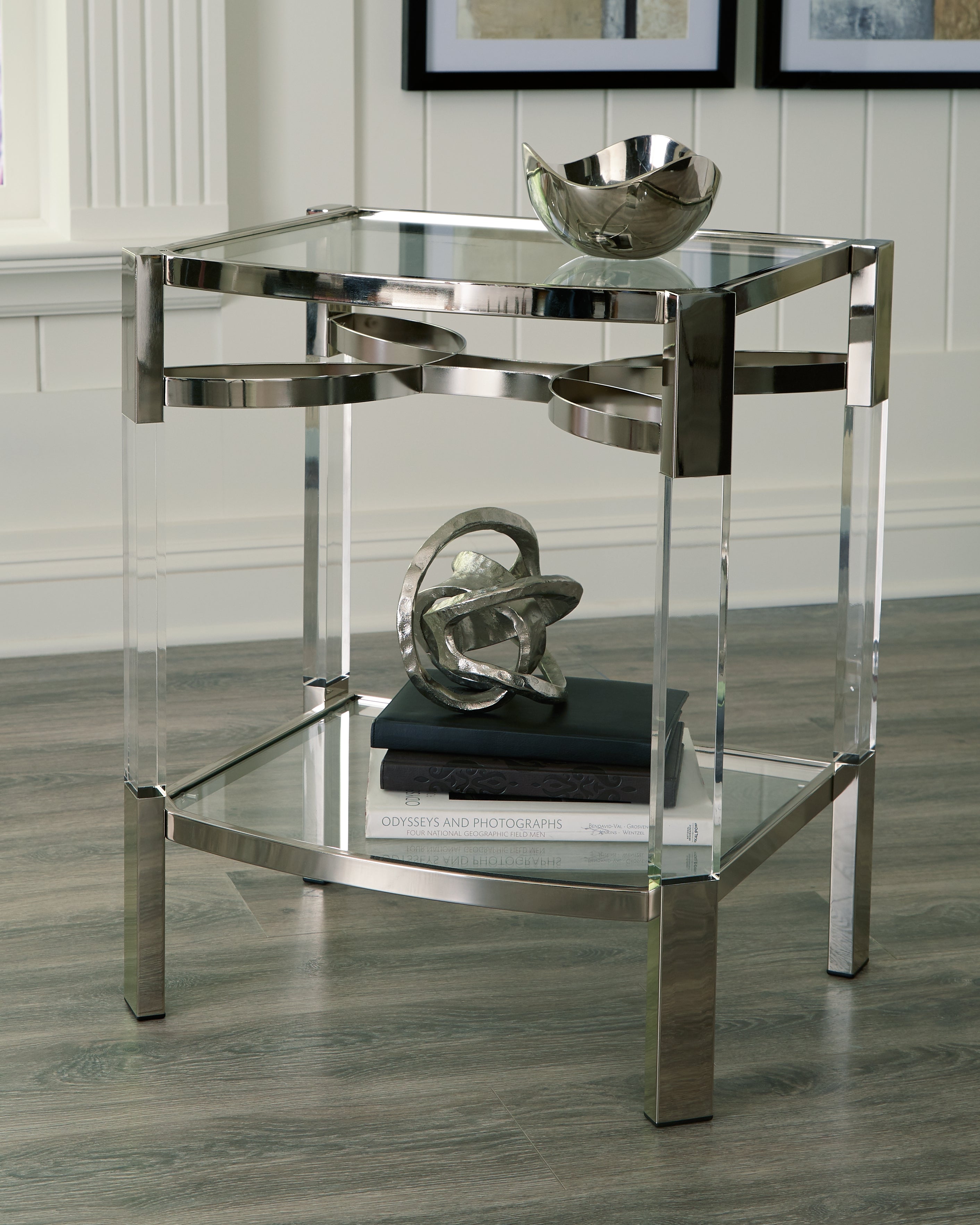 Warmstead Furniture - Ashley Furniture - Chaseton Accent Table - Accent Table / Clear/Silver Finish - A4000334