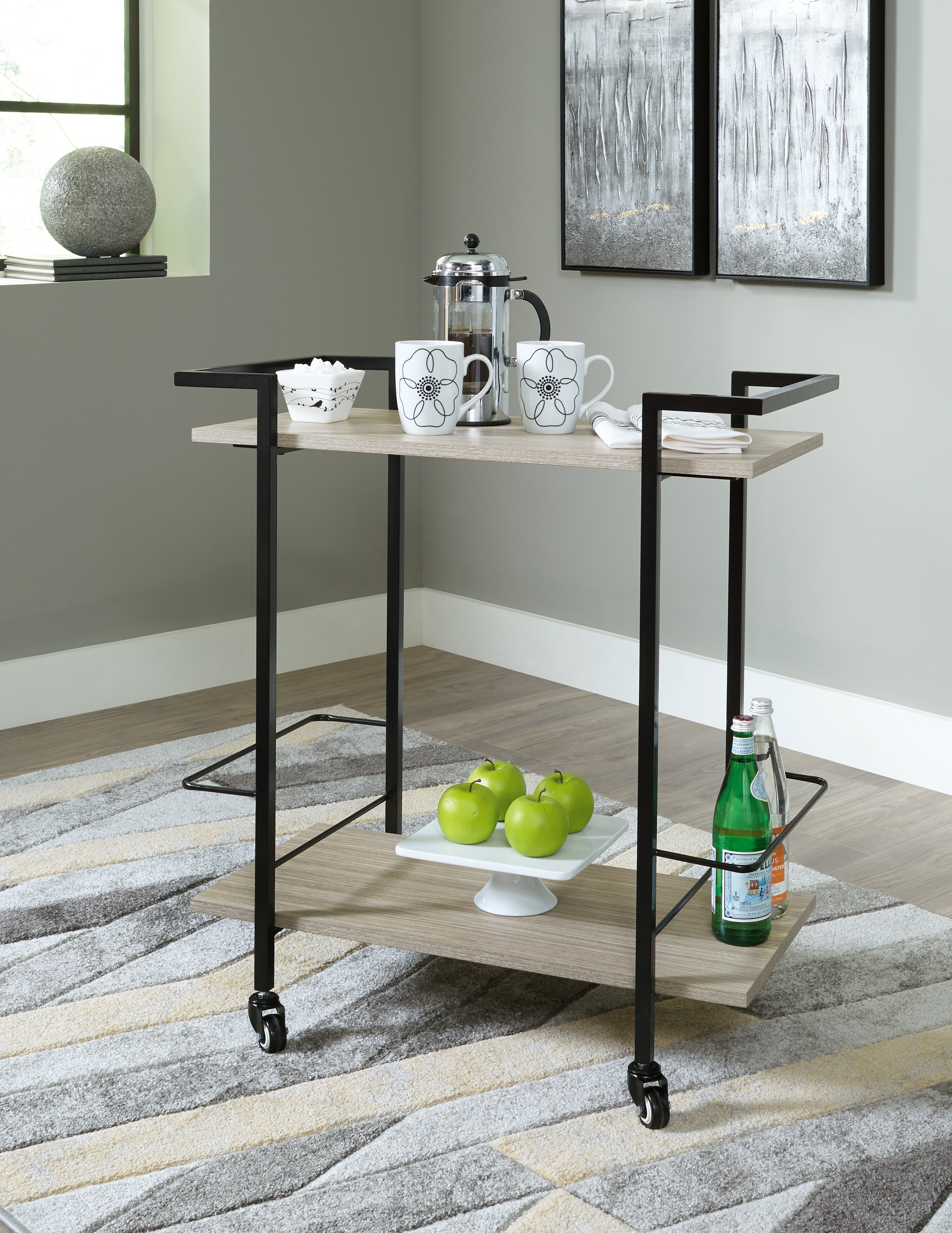 Warmstead Furniture - Ashley Furniture - Waylowe Bar Cart - Bar Cart / Brown/Black - A4000389