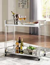 Warmstead Furniture - Ashley Furniture - Chaseton Bar Cart - Bar Cart / Clear/Silver Finish - A4000501