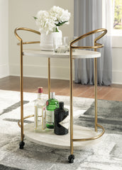 Warmstead Furniture - Ashley Furniture - Tarica Bar Cart - Bar Cart / Cream/Gold Finish - A4000502