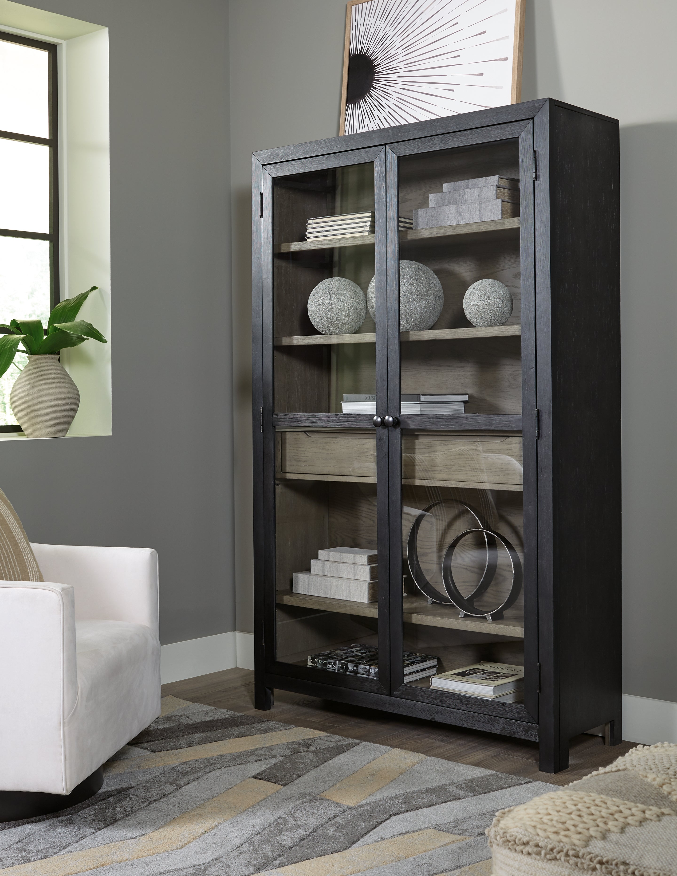 Warmstead Furniture - Ashley Furniture - Lenston Accent Cabinet - Accent Cabinet / Black/Gray - A4000507