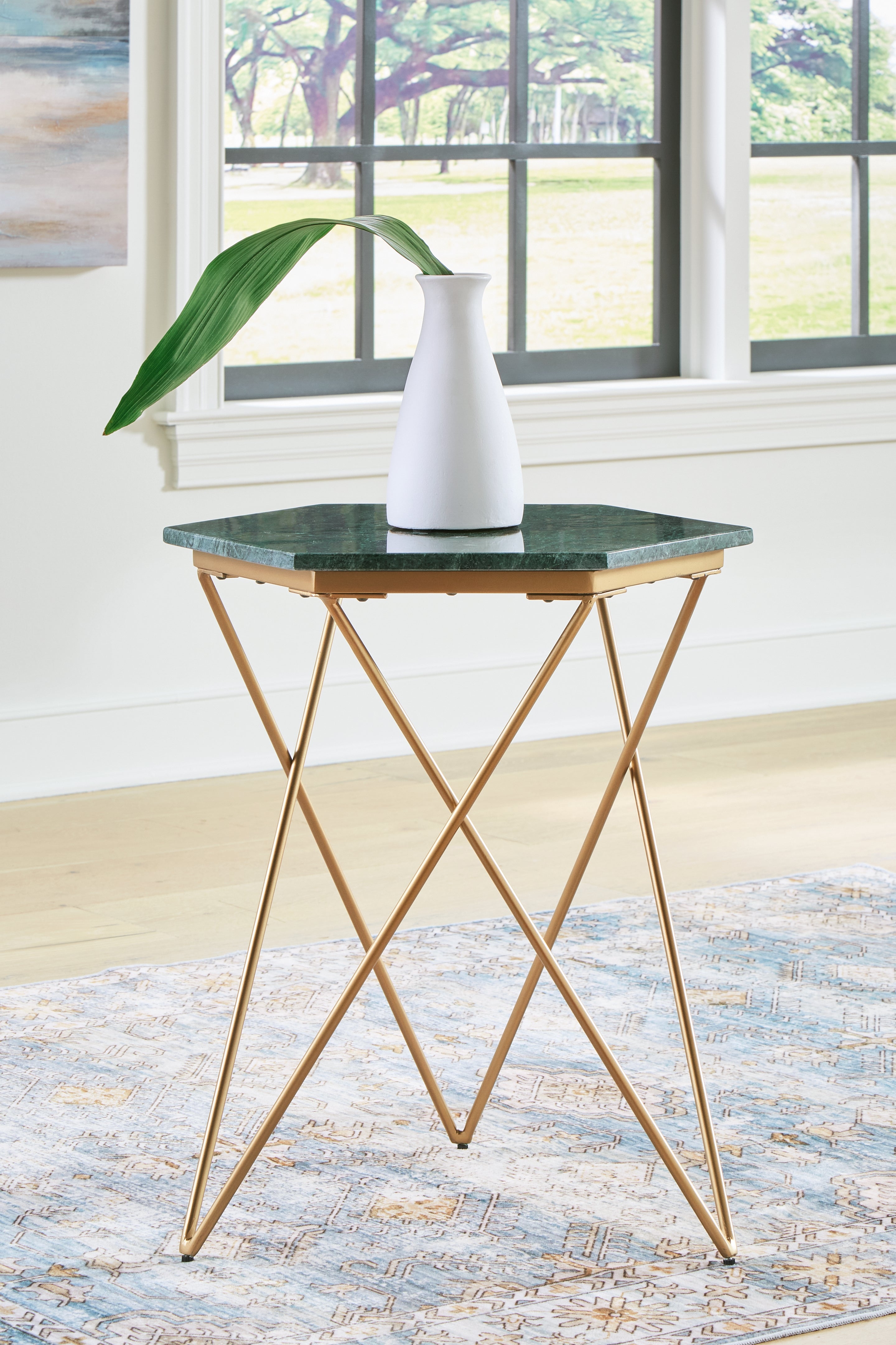 Warmstead Furniture - Ashley Furniture - Engelton Accent Table - Accent Table / Green/Gold - A4000526