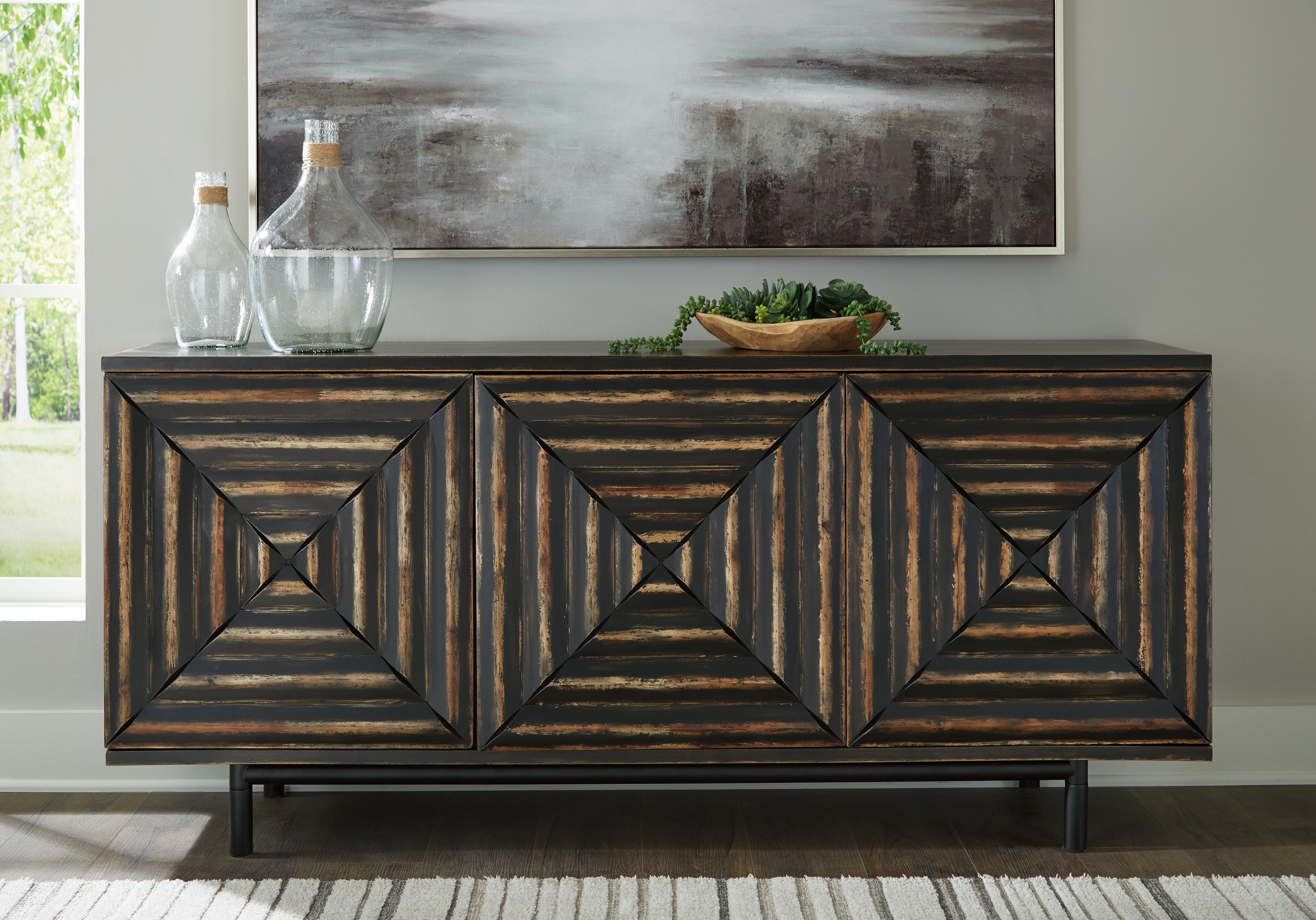 Warmstead Furniture - Ashley Furniture - Fair Ridge Accent Cabinet - Accent Cabinet / Distressed Black - A4000573