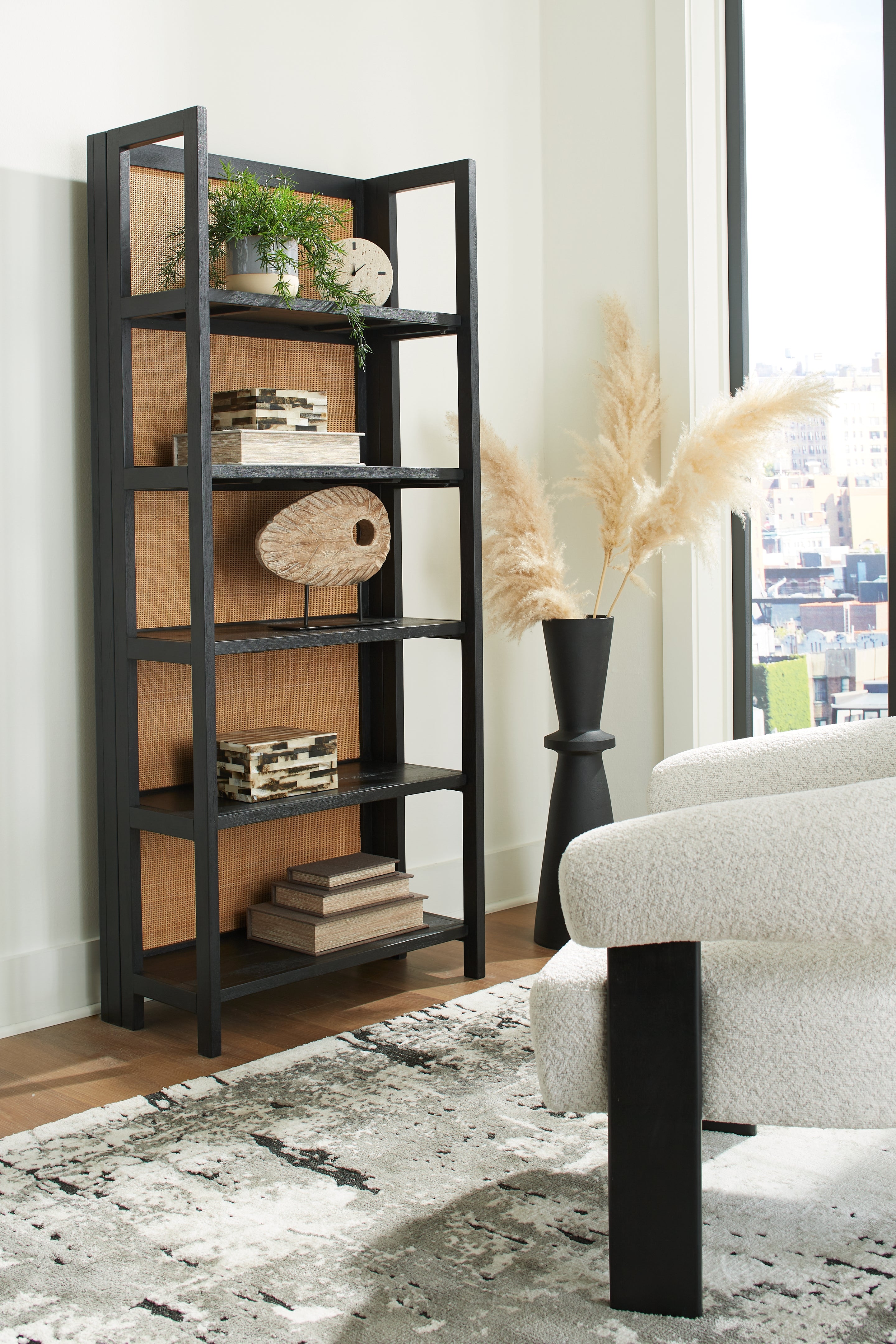 Warmstead Furniture - Ashley Furniture - Abyard Bookcase - Bookcase / Black/Natural - A4000574